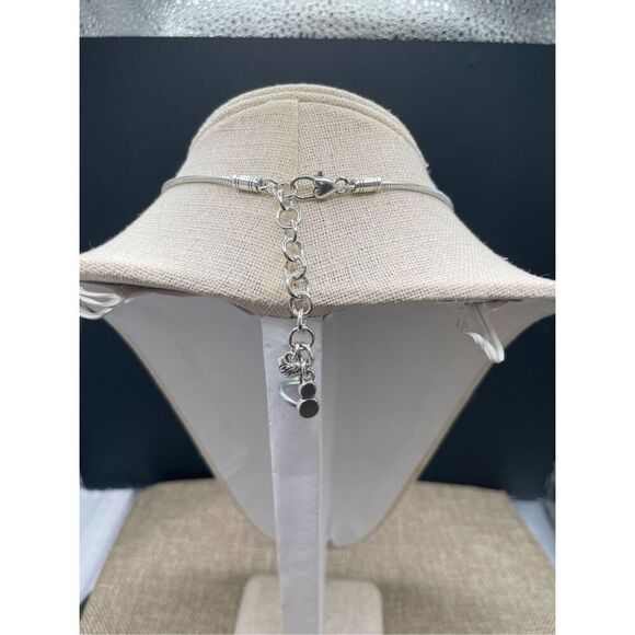 Brighton London Groove Circle Pendant Necklace Scrolled Clear Crystals 16-18" - Picture 2 of 8